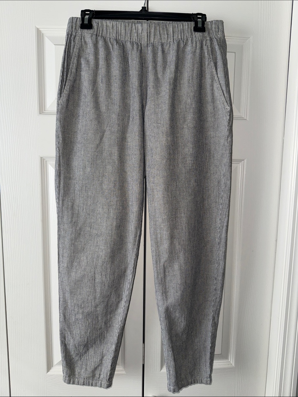 Eileen Fisher Heather Gray Cropped Elastic-Waist Pants